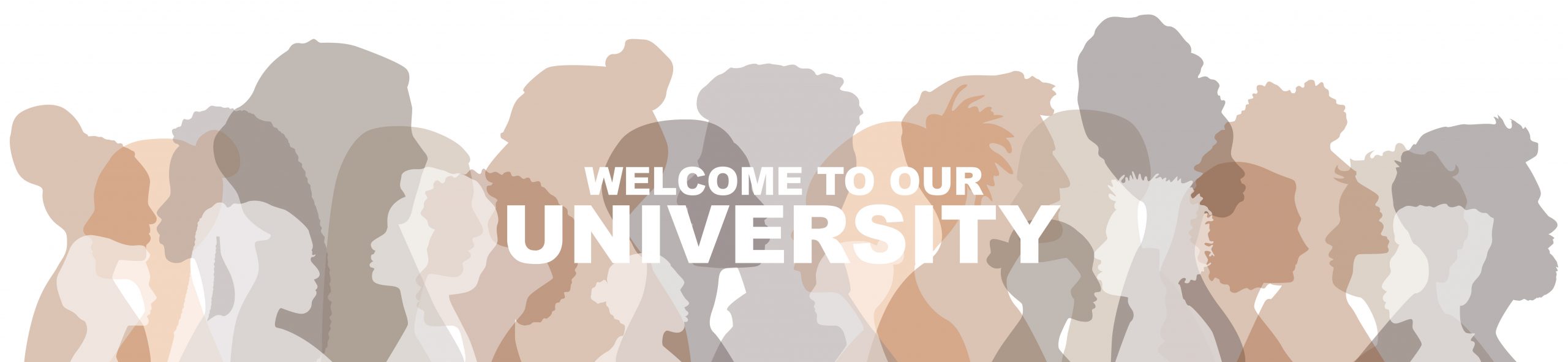 Figure Image of People in Pastel Colors and Welcome to Our University Text 